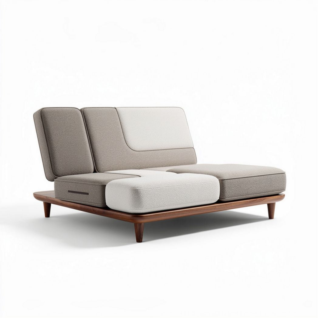 Modular two-seater sofa with fabric upholstery and wooden base 200 x 100 x 70cm