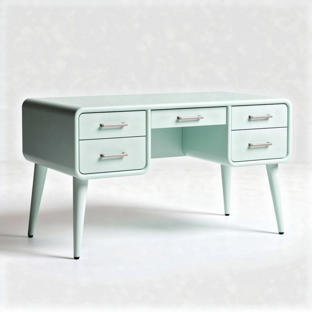 Mint green modern desk with four drawers and ergonomic design 120 x 60 x 75cm