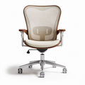 Ergonomic office chair with breathable mesh back and soft seat in cream color