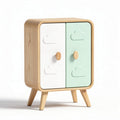 Wooden kids cabinet with cloud design doors in white and mint green 60 x 40 x 80cm
