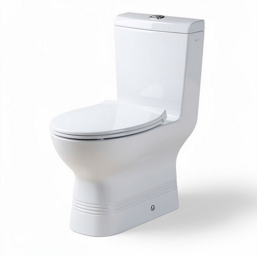 One-piece white ceramic toilet with soft close seat 70 x 38 x 39cm