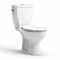 Two-piece white porcelain toilet with elongated seat and standard height 70 x 40 x 80cm
