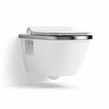 Wall-mounted toilet with chrome flush plate in white ceramic finish 50 x 35 x 30cm