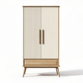 Wooden wardrobe with two-tone design and storage drawer 80 x 40 x 150cm