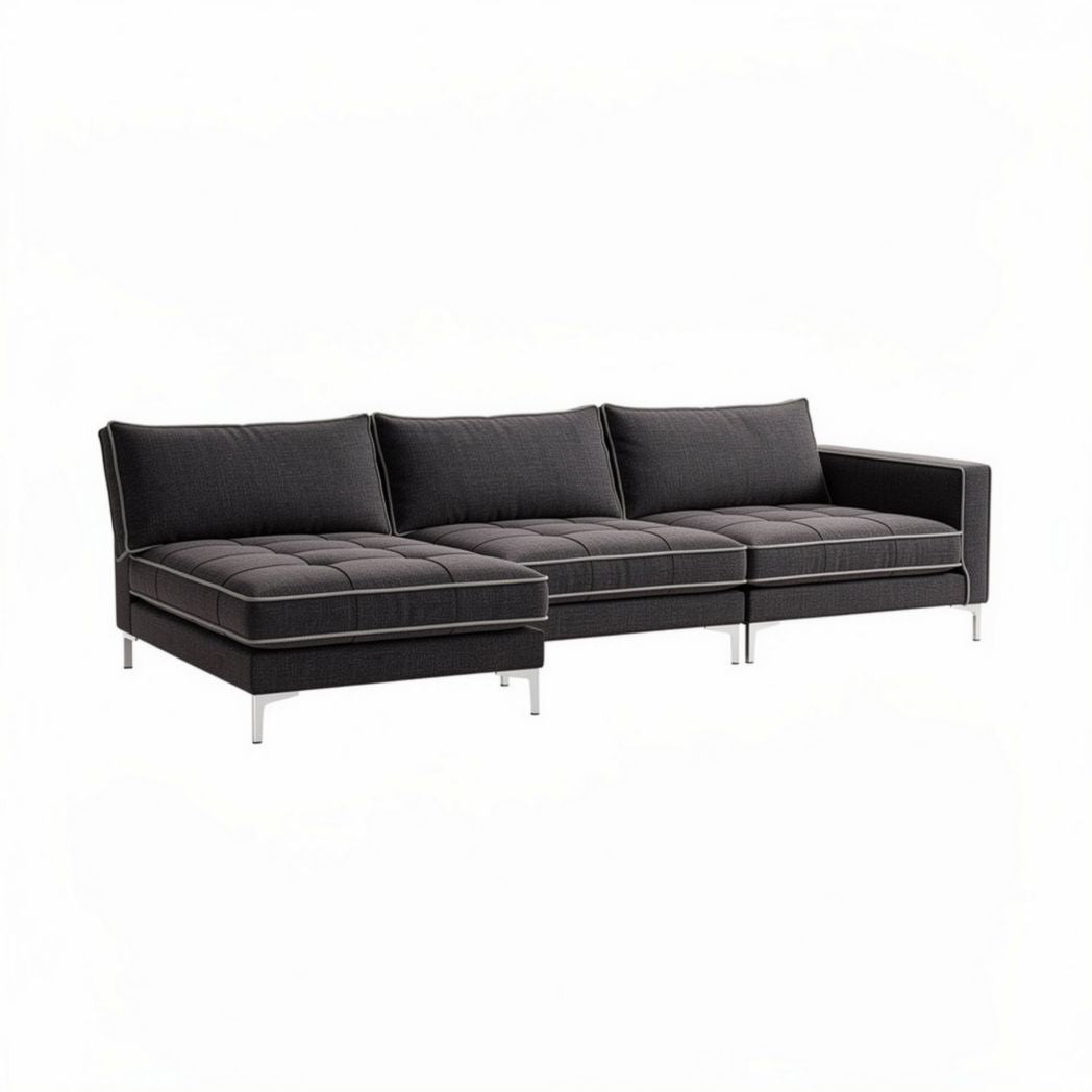 Fabric sectional sofa with modern design in dark gray 240 x 90 x 85cm