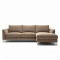 Sectional sofa in brown fabric with chaise lounge 220 x 90 x 85cm